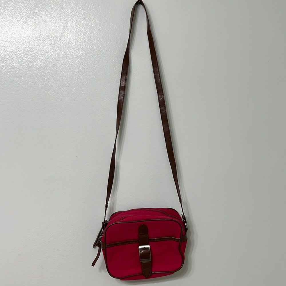 Zara Trafaluc red purse with 2 zippered sections. And one front pocket.
